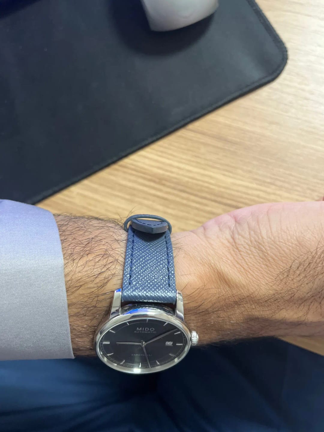 Customer photo review of Garmin 18/20/22mm Quick Release Saffiano Leather Band