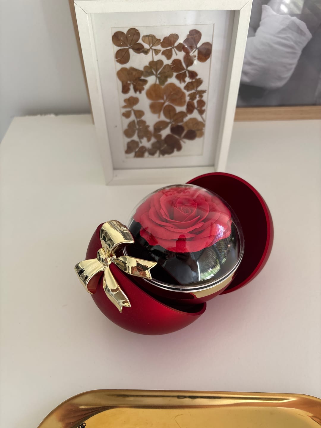 Customer photo review of Caixa Presente Rosa Eterna – Colar de Duplo Coração Gravado