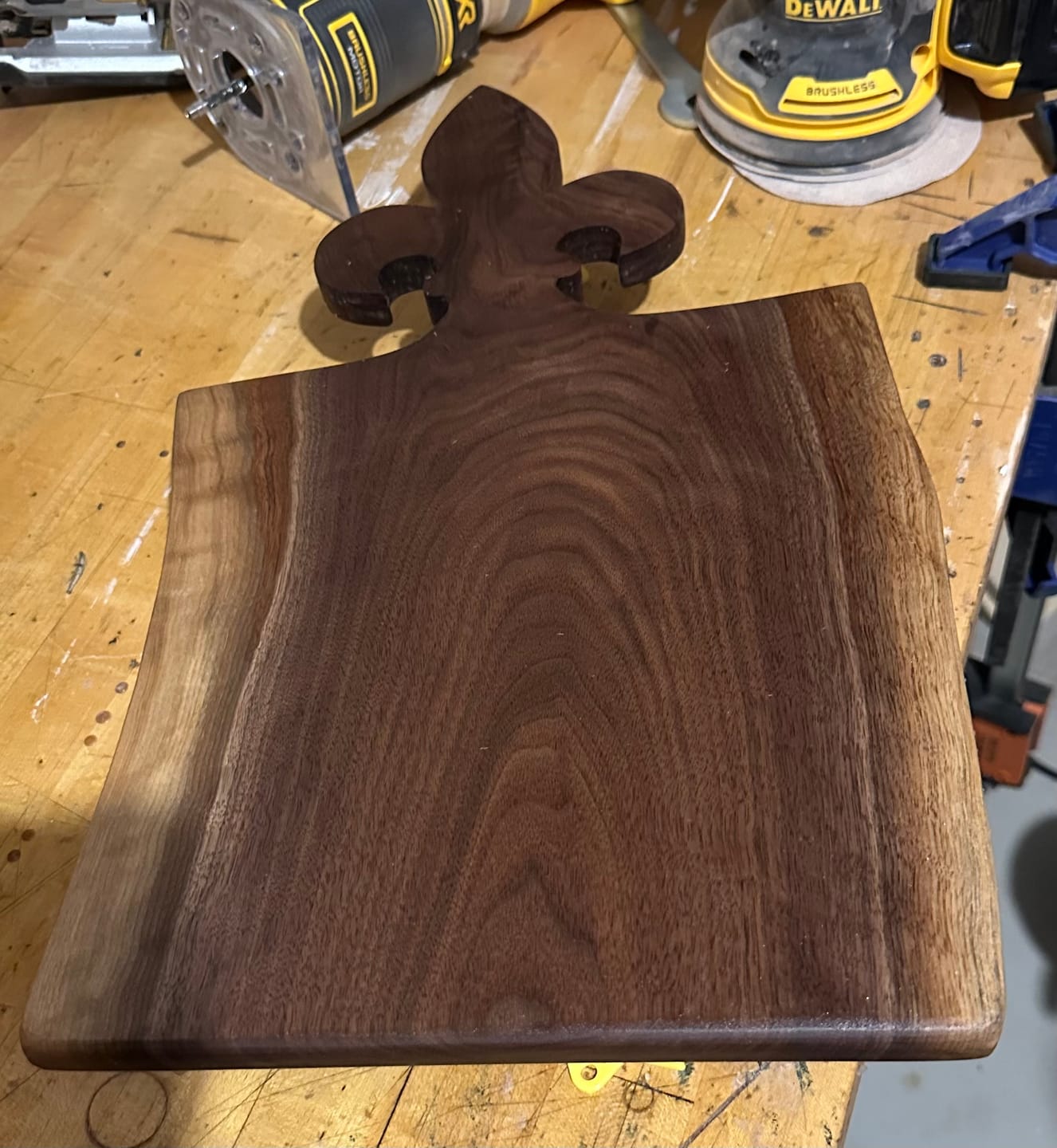 Customer photo review of Fleur-De-Lis Handle Acrylic Router Template