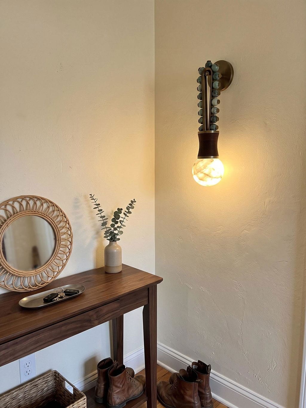 Customer photo review of Alabaster Globe Wall Light, Marble & Agate Beads, 62 cm
