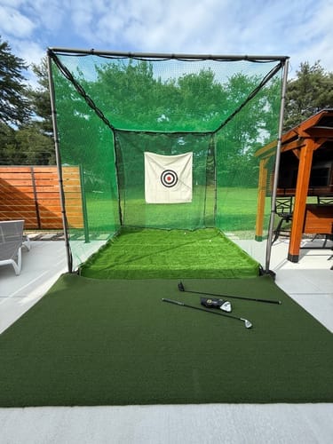 Customer photo review of LaunchLine Pro™ Golf Simulator Mat | Heavy Duty Hitting Mat
