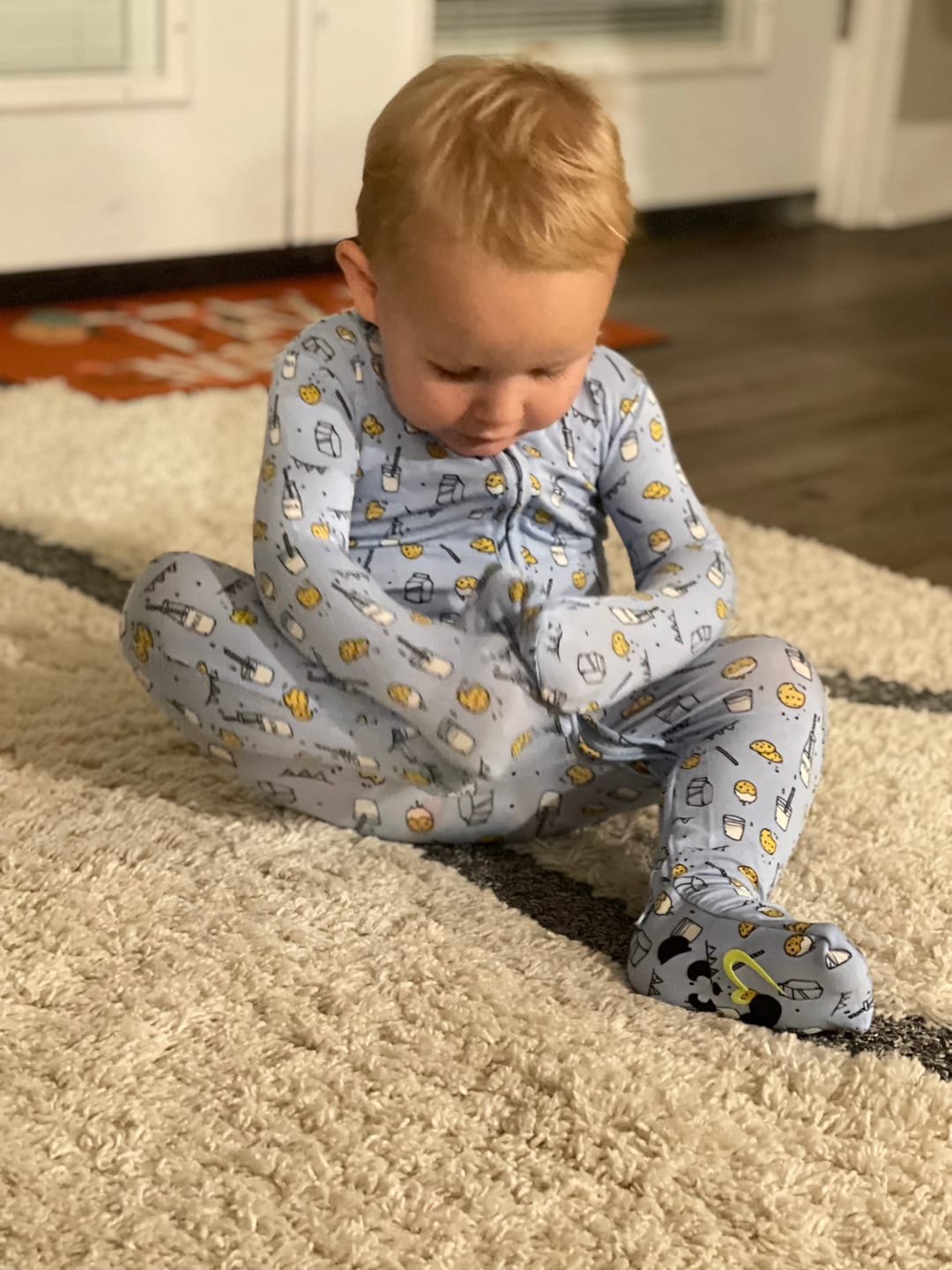 Customer photo review of Milk & Cookies Blue Bamboo Convertible Footie