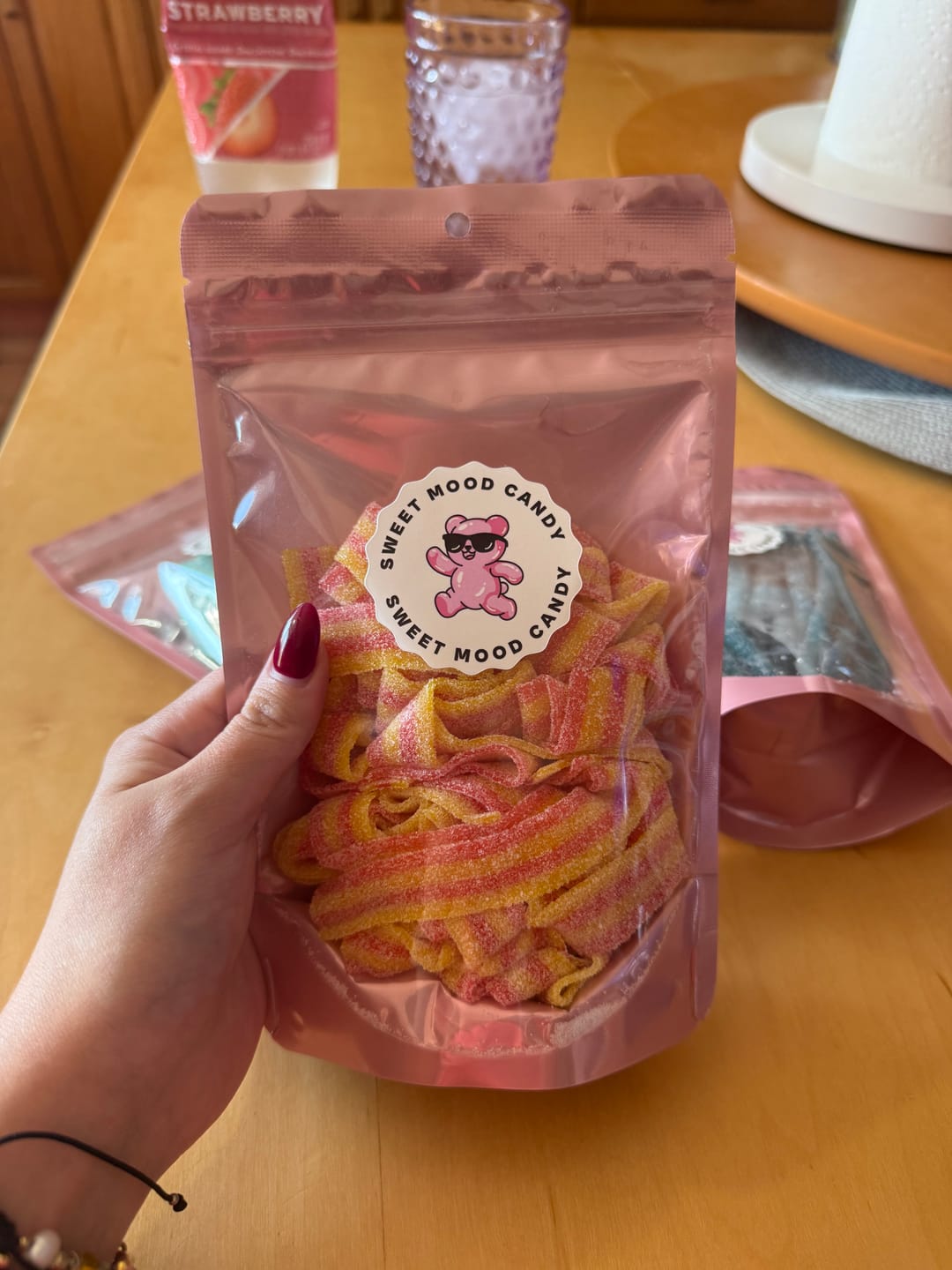 Customer photo review of Just Enough - 
Strawberry Banana Sour Belts