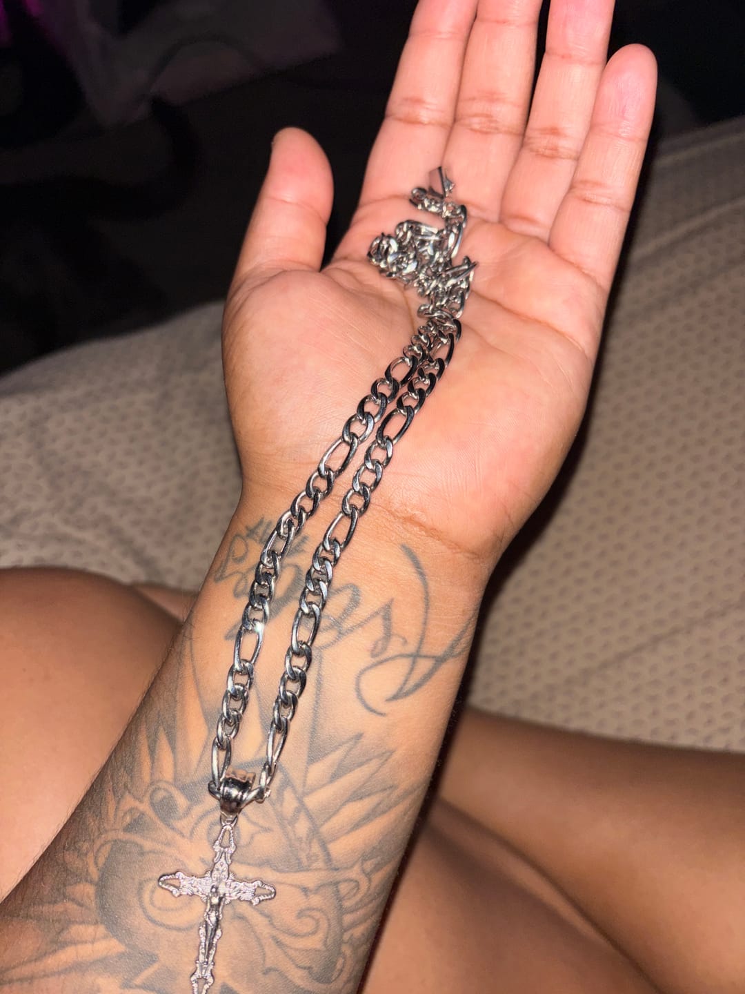Customer photo review of STAINLESS STEEL FIGARO CHAIN