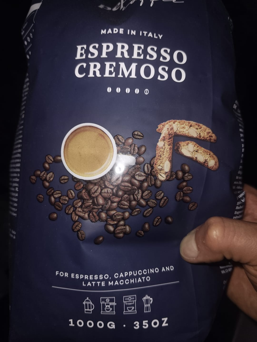 Customer photo review of Peppo's Espresso Cremoso 1kg Grano Entero