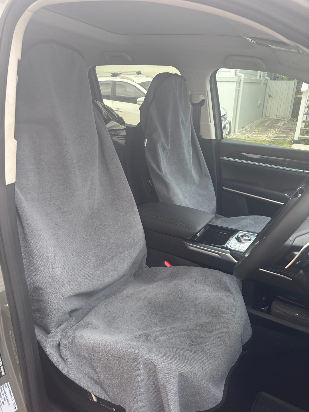 Customer photo review of Waterproof Car Seat Towel – Storm Grey | Towel Society