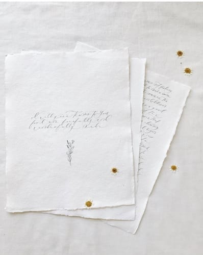 Customer photo review of Silk & Willow Handmade Deckled Edge Paper 150gsm