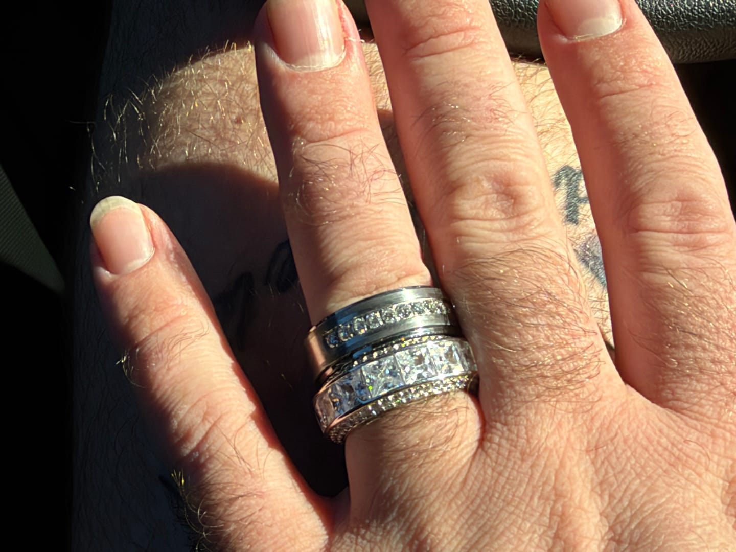 Customer photo review of Bold Multi-Row Princess Cut Anniversary Band