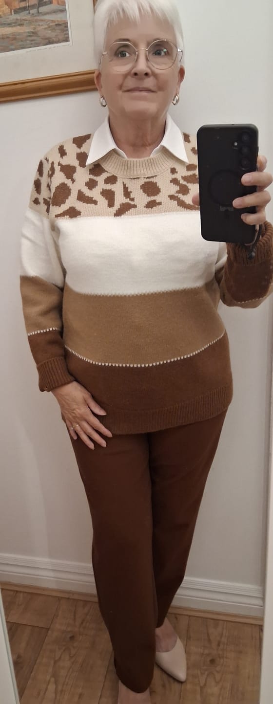 Customer photo review of Luxury Knit - Camel Multi