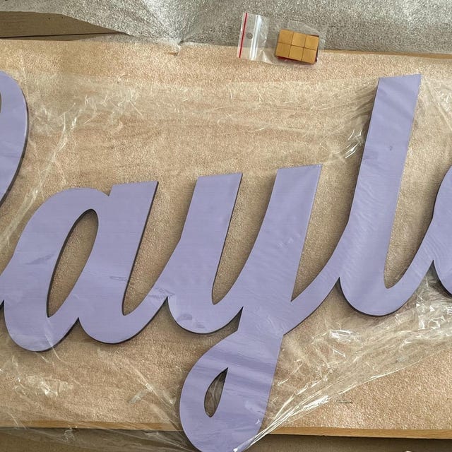 Customer photo review of Personalized Wooden Name Sign with LIVE PREVIEW