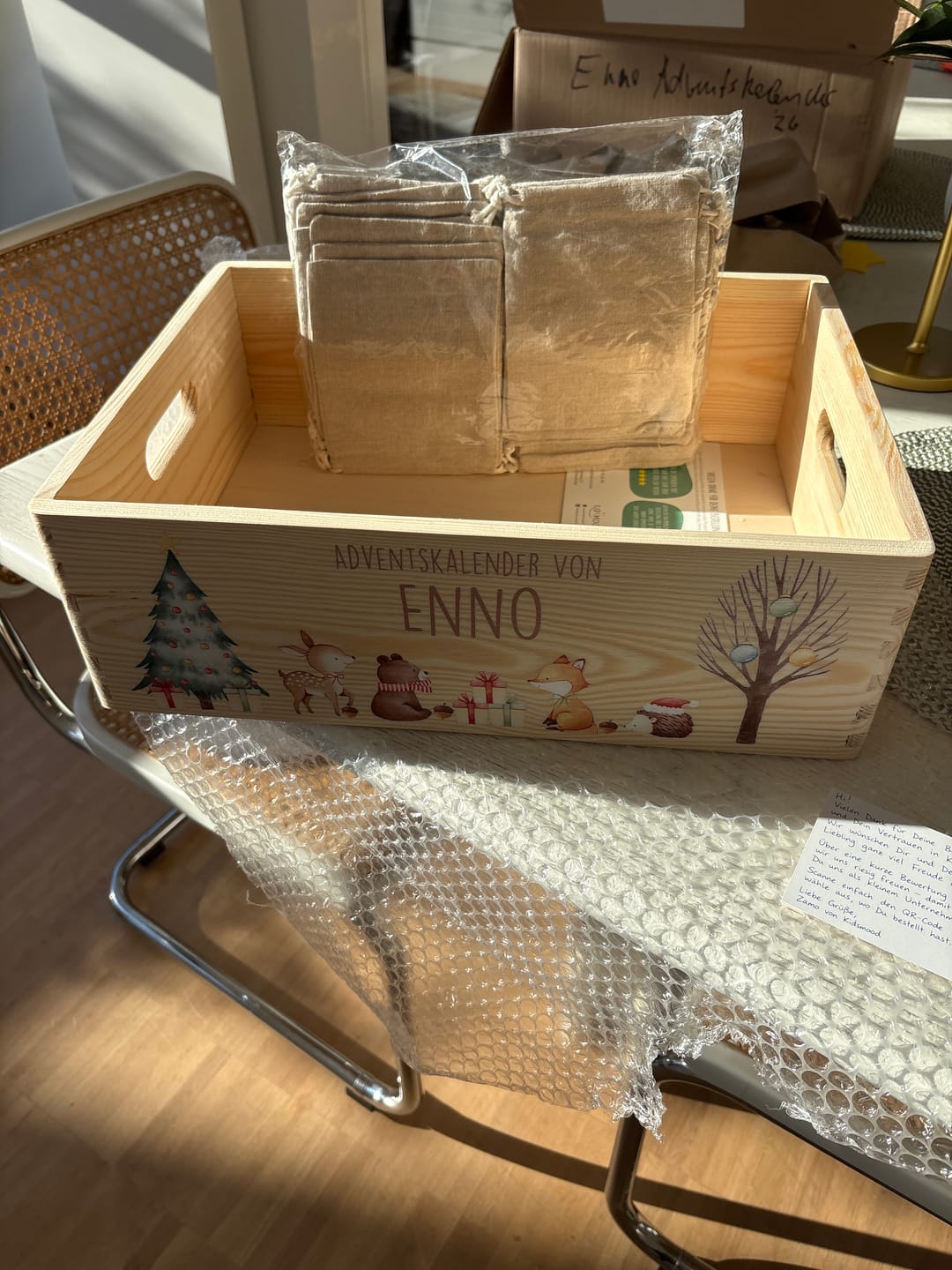 Customer photo review of Adventskalender zum Befüllen "Waldtiere um den Weihnachtsbaum" personalisiert