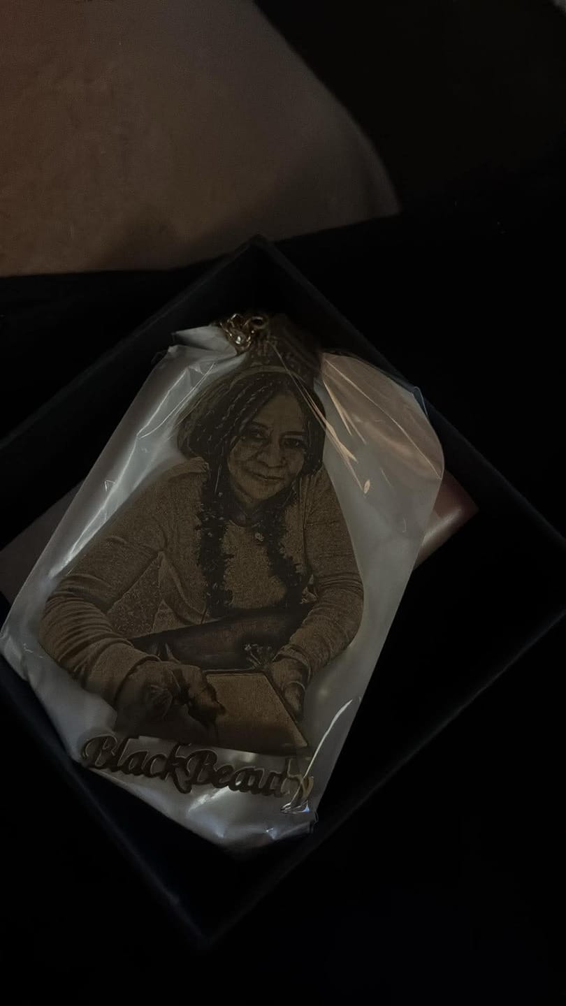 Customer photo review of Custom Photo Engraved Pendant Necklace