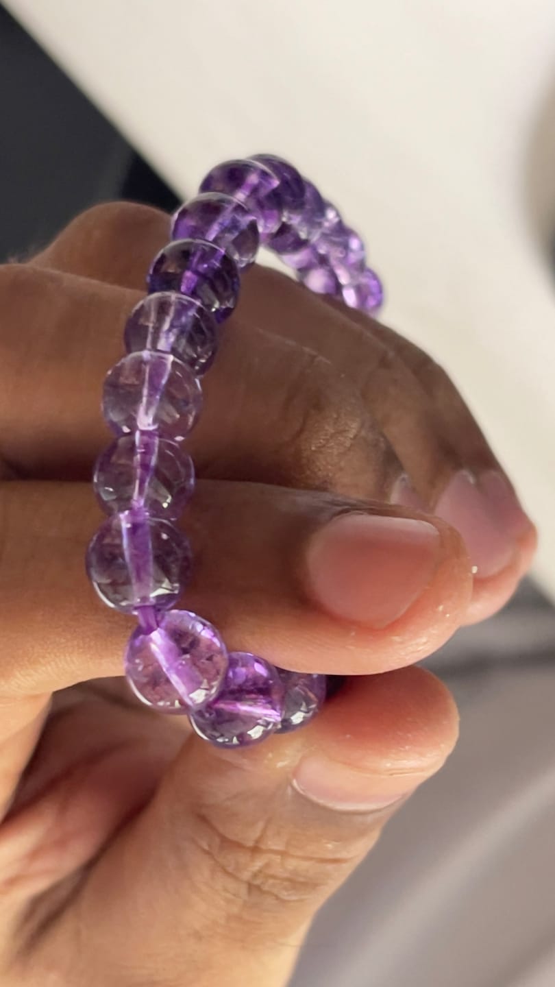 Customer photo review of Natural Amethyst Crystal Bracelet – Vastu Remedy for Peace & Spiritual Growth | 8mm Beads