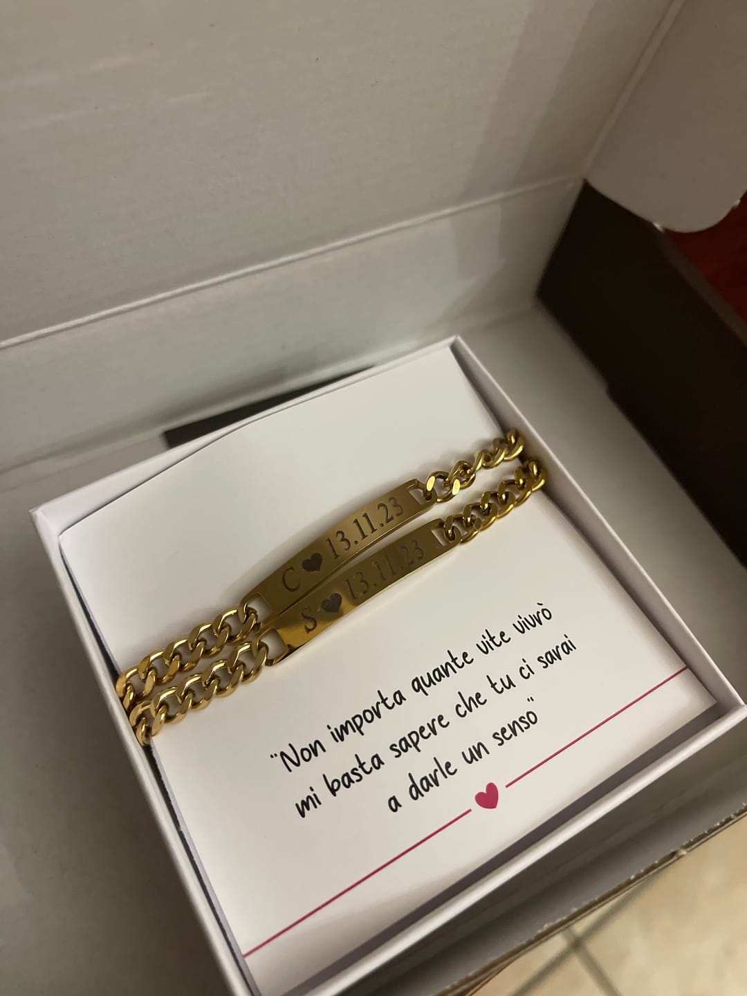 Customer photo review of Bracciali per Coppia Personalizzati con Incisione ✦ Unione Eterna