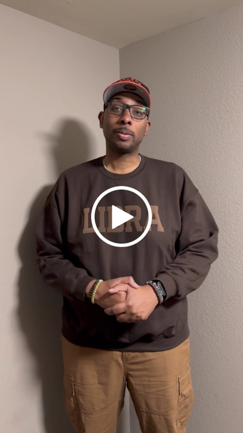 Customer video review of Chocolate Zodiac Puff Print Crewneck