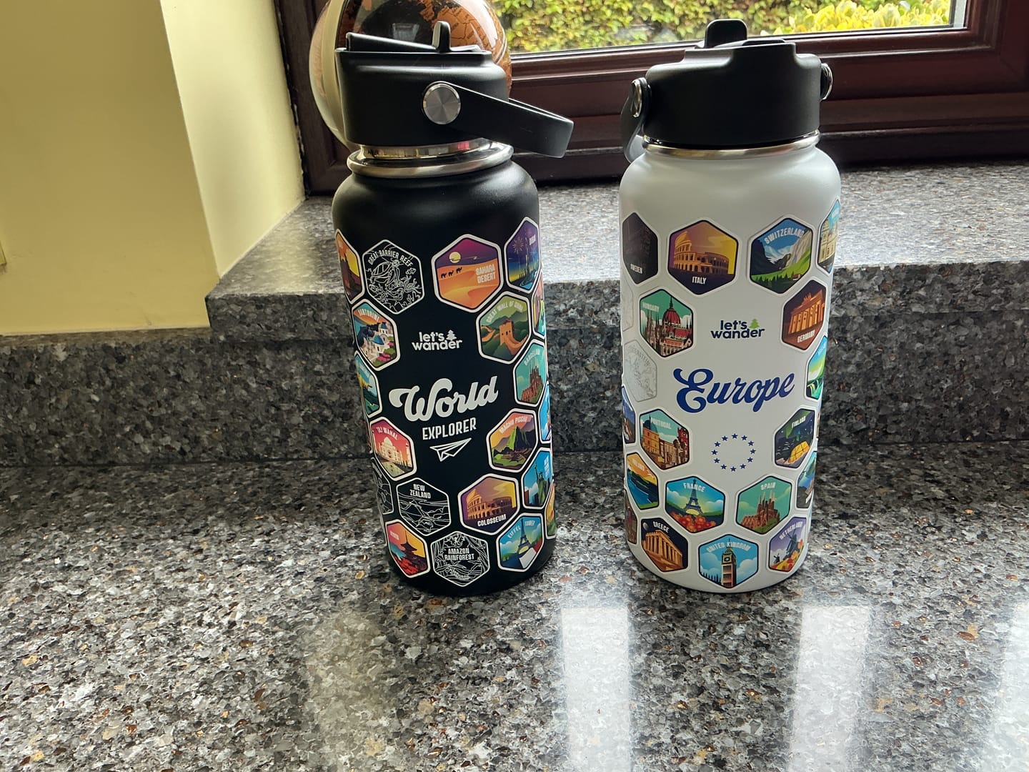 Customer photo review of Europe Water Bottle + Sticker Set