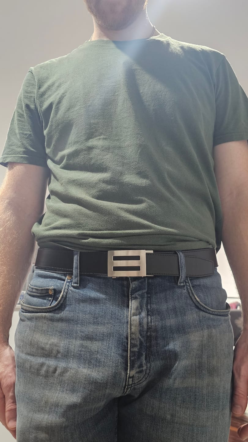 Customer photo review of 35mm Ratchet Belt | Top Grain Leather | Stitched Replacement Strap