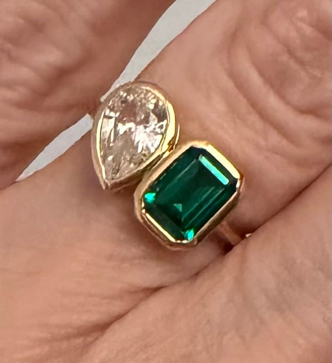 Customer photo review of Emerald and Pear Ring
