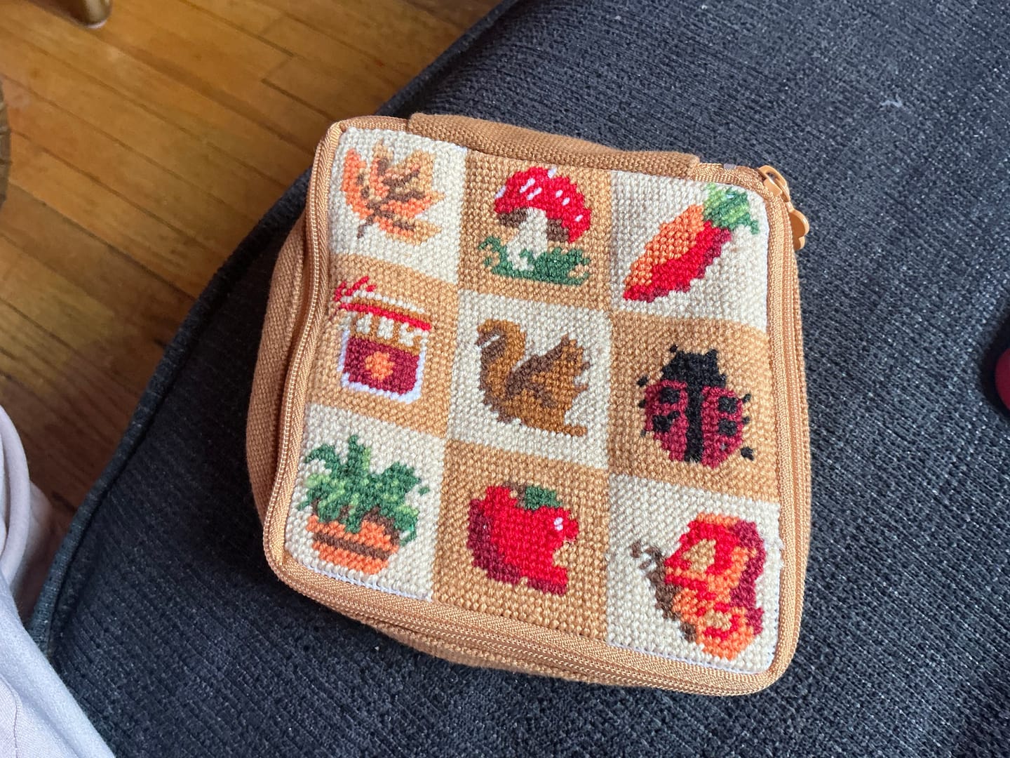 Customer photo review of FALL HARVEST CHARMS - Needlepoint Pouch Kit