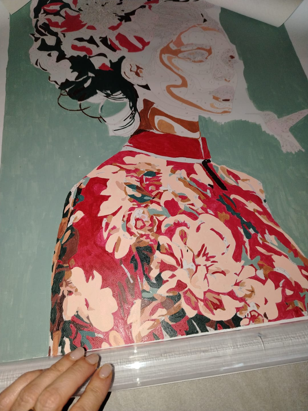 Customer photo review of Scarlet Blossom Muse | Paint by Number