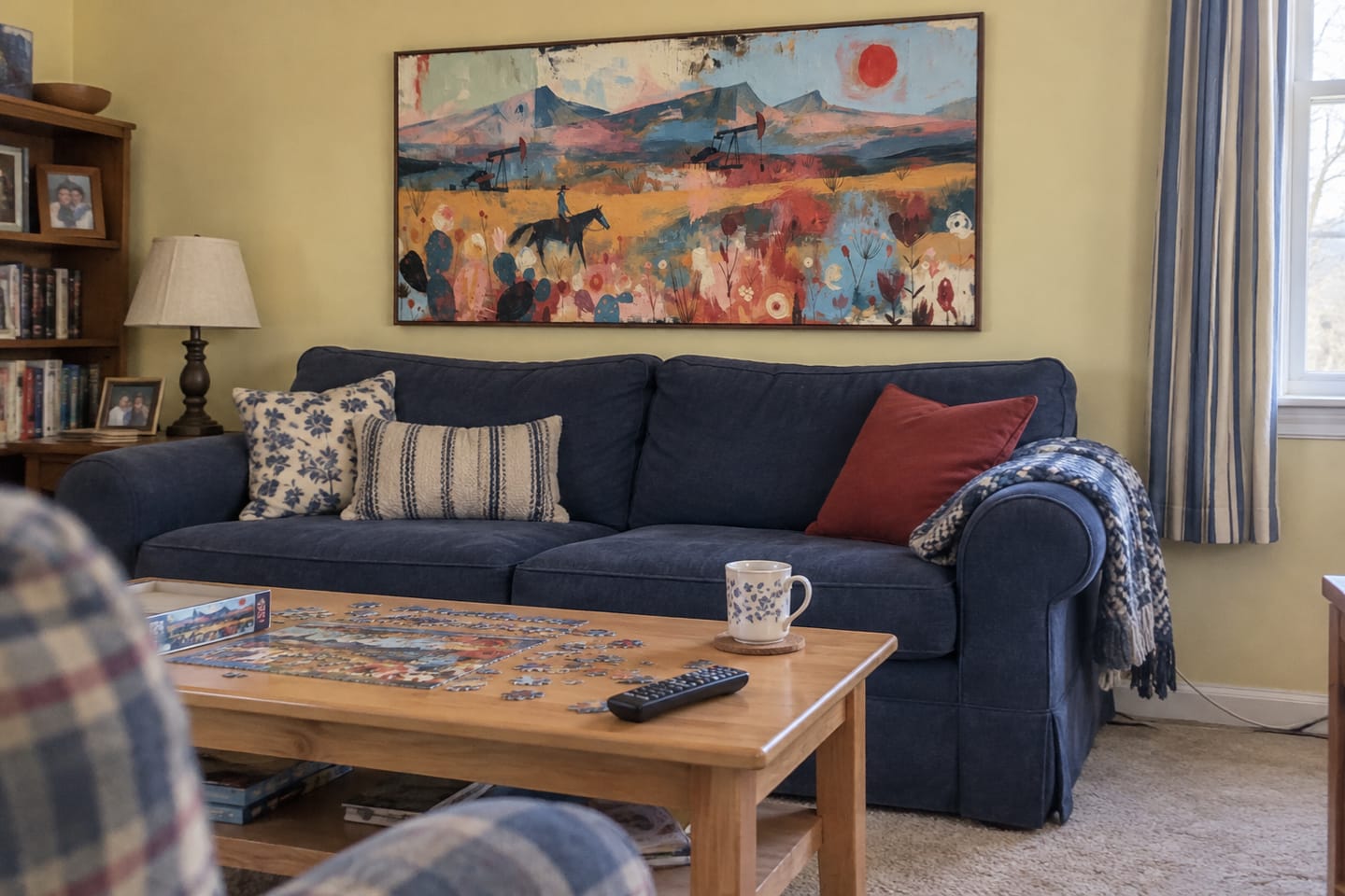 Customer photo review of Abstract Western Cowboy Wall Art | Rider Between the Pumpjacks