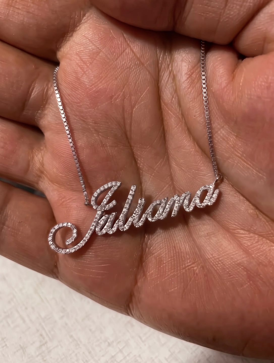 Customer photo review of Sterling Silver Personalized Name Necklace