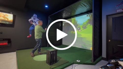 Customer photo review of LaunchLine Pro™ Golf Simulator Mat | Heavy Duty Hitting Mat