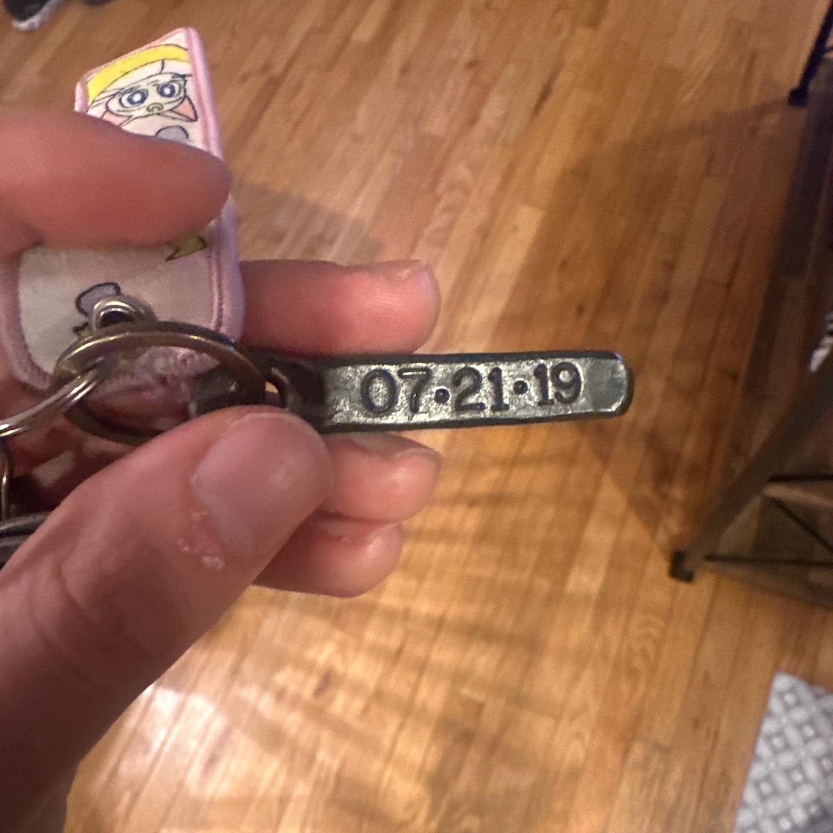 Customer photo review of Hand Forged anniversary keychain, 6th anniversary gift. customized wrought [Engraving Available] – Rugged Minimalist EDC for Men