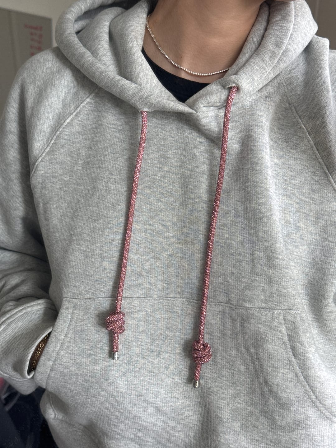 Customer photo review of LOOP Strings Hoodie - Heather Grey