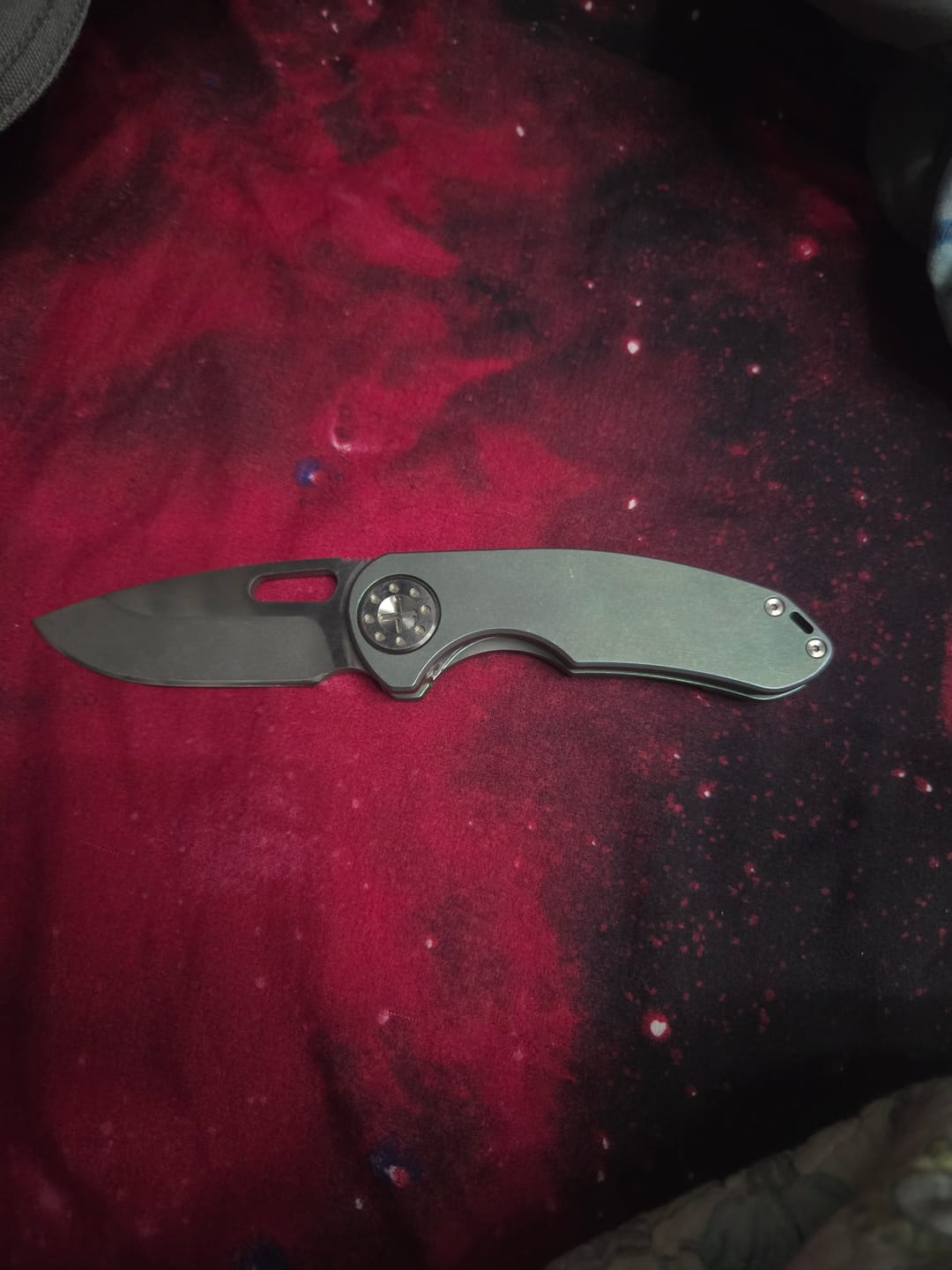 Customer photo review of The Back Door: Curtiss Custom Knives F3 Folder - 3" MagnaCut Slicer, Titanium - Made in USA (Trade In)