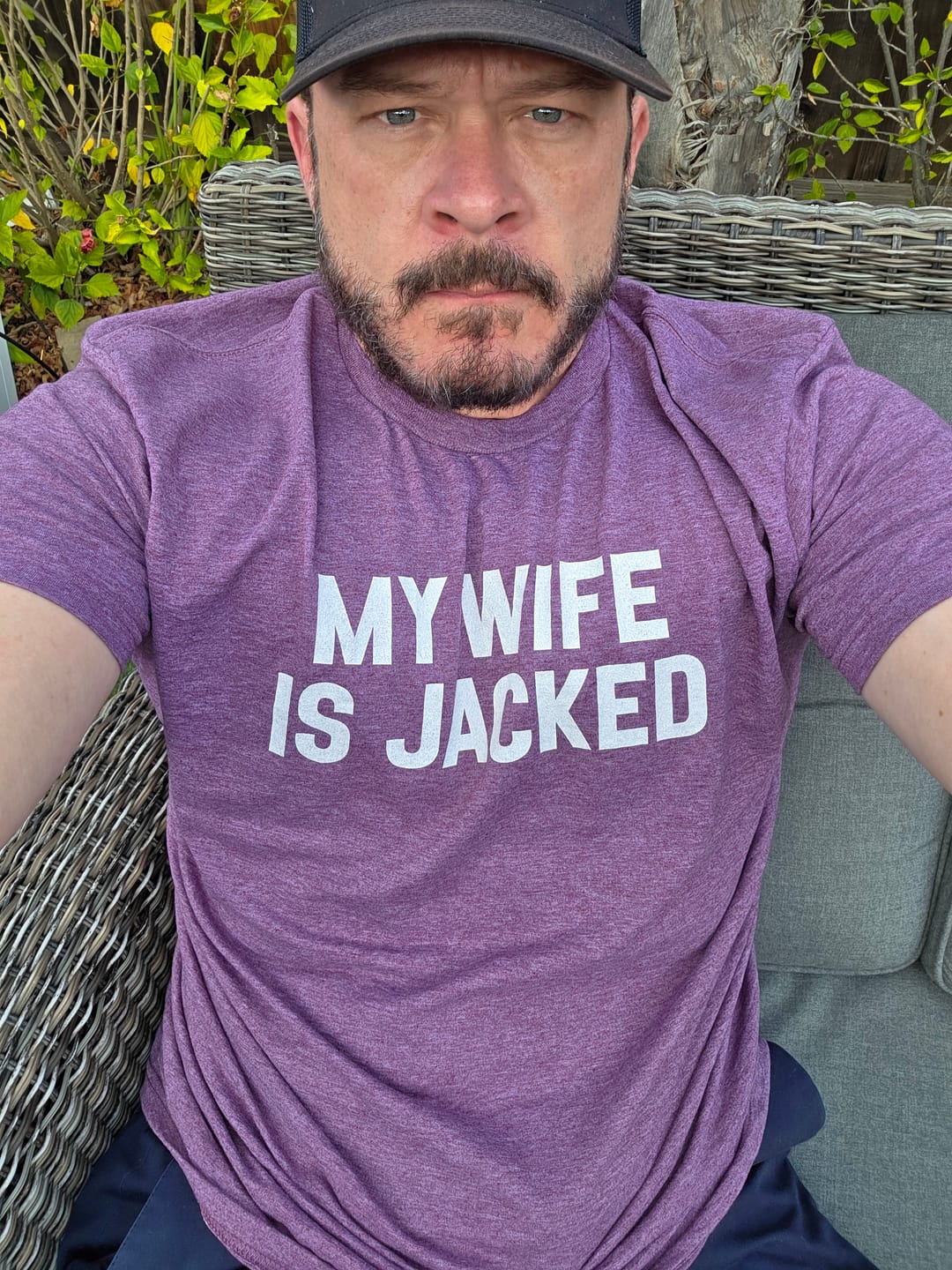 Customer photo review of My Wife Is Jacked T-Shirt