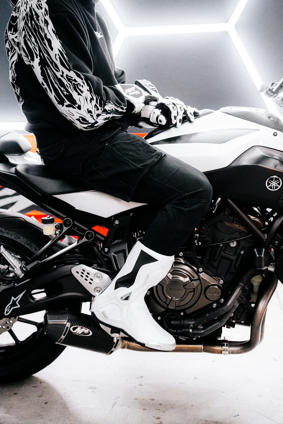 Customer photo review of Motorcycle Riding Boots White