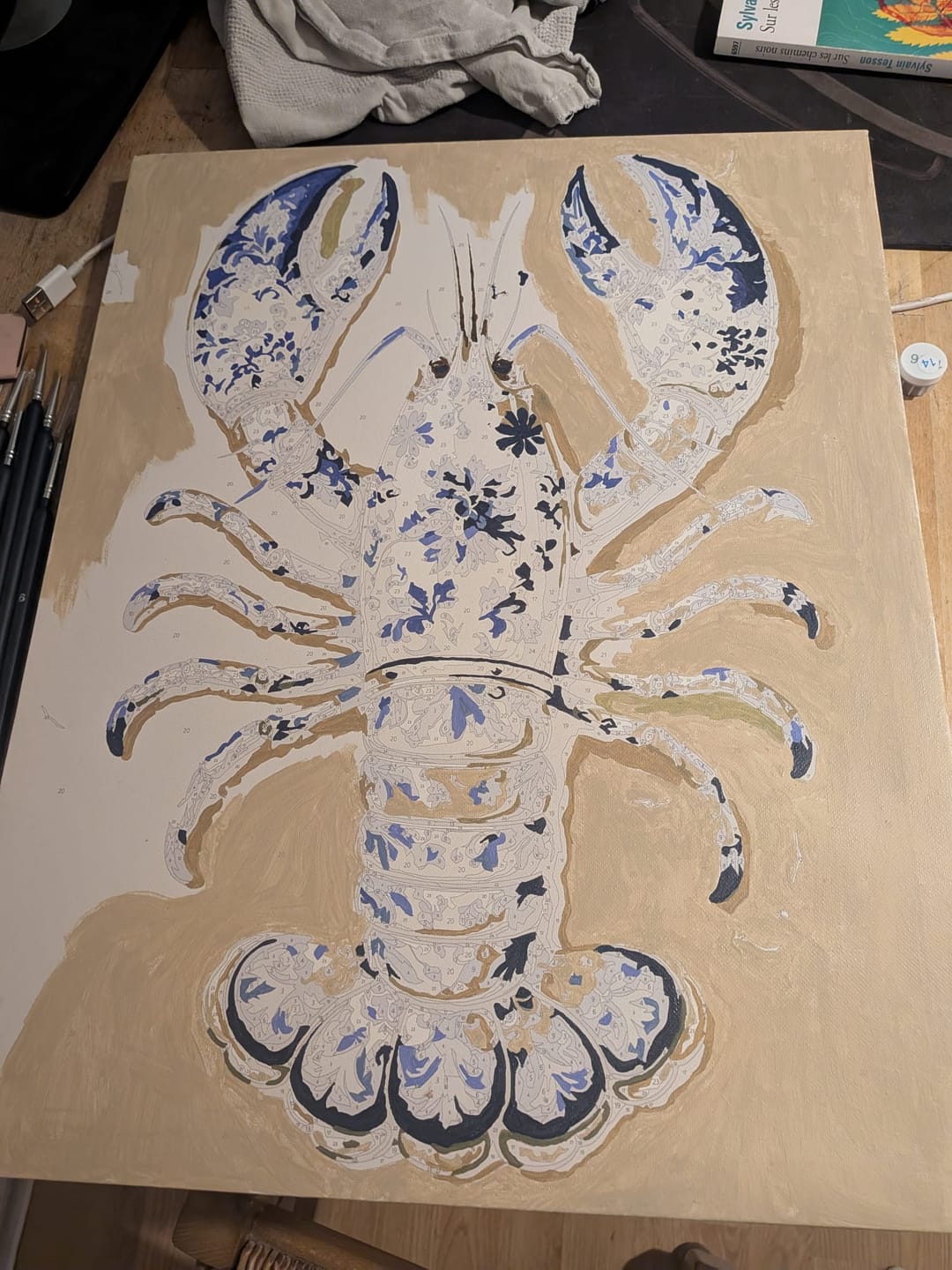 Customer photo review of Delft Lobster | Paint by Number