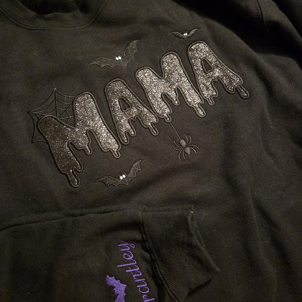 Customer photo review of Personalized Halloween Mama Glitter Embroidered Sweatshirt