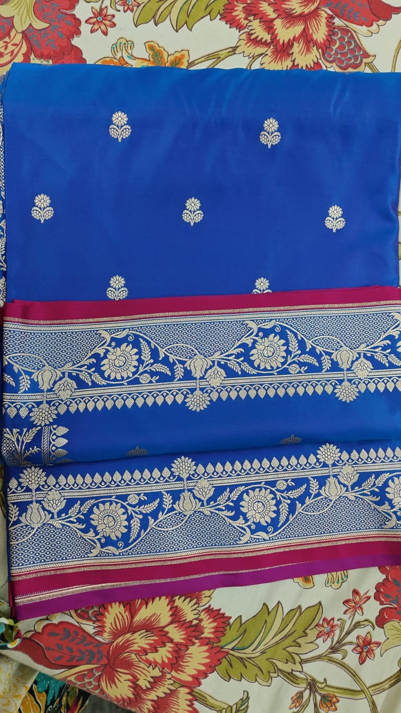 Customer photo review of Firozi Babri Buti Katan Silk Banarasi Saree