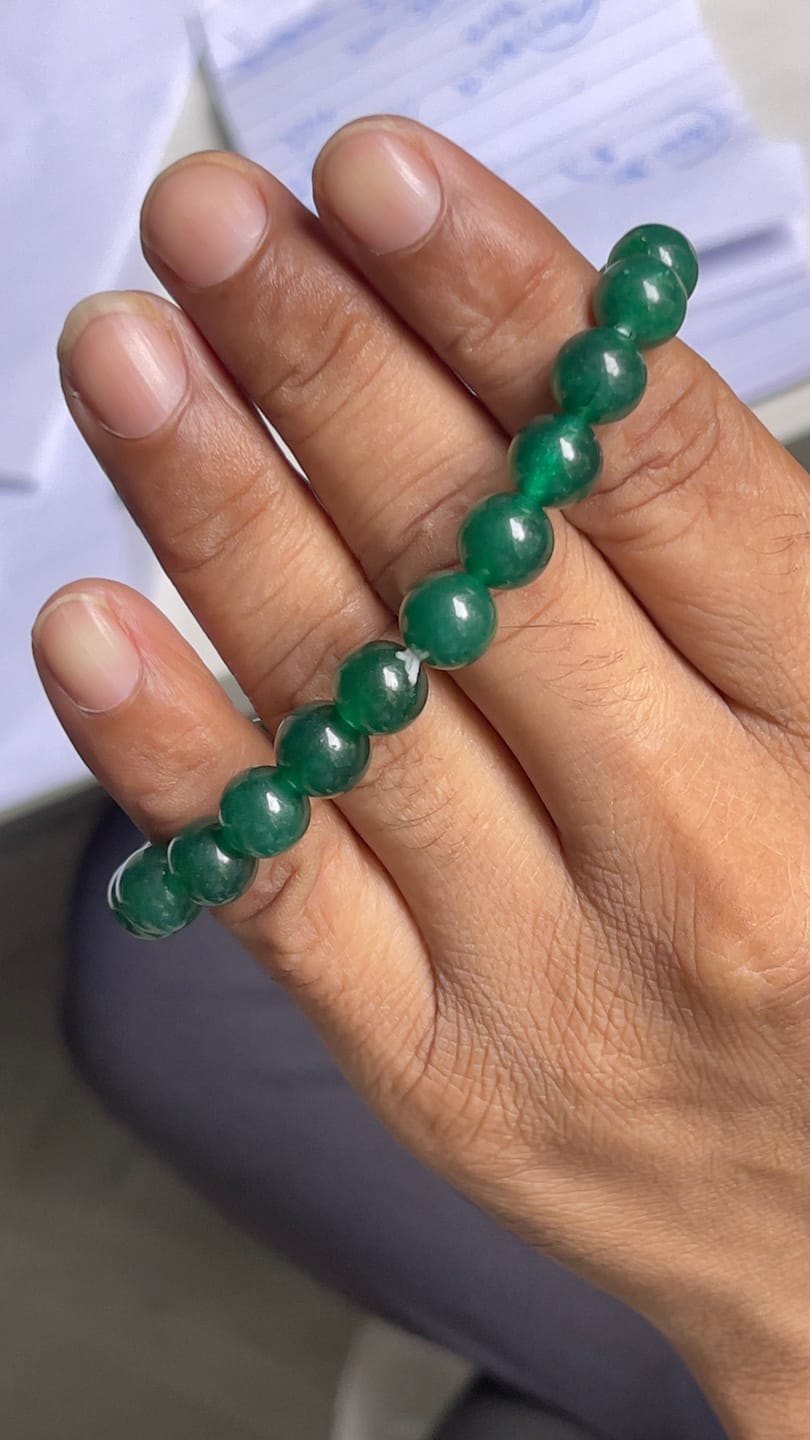 Customer photo review of Natural Green Jade Crystal Bracelet – Vastu Remedy for Abundance & Protective Harmony | 8mm Beads