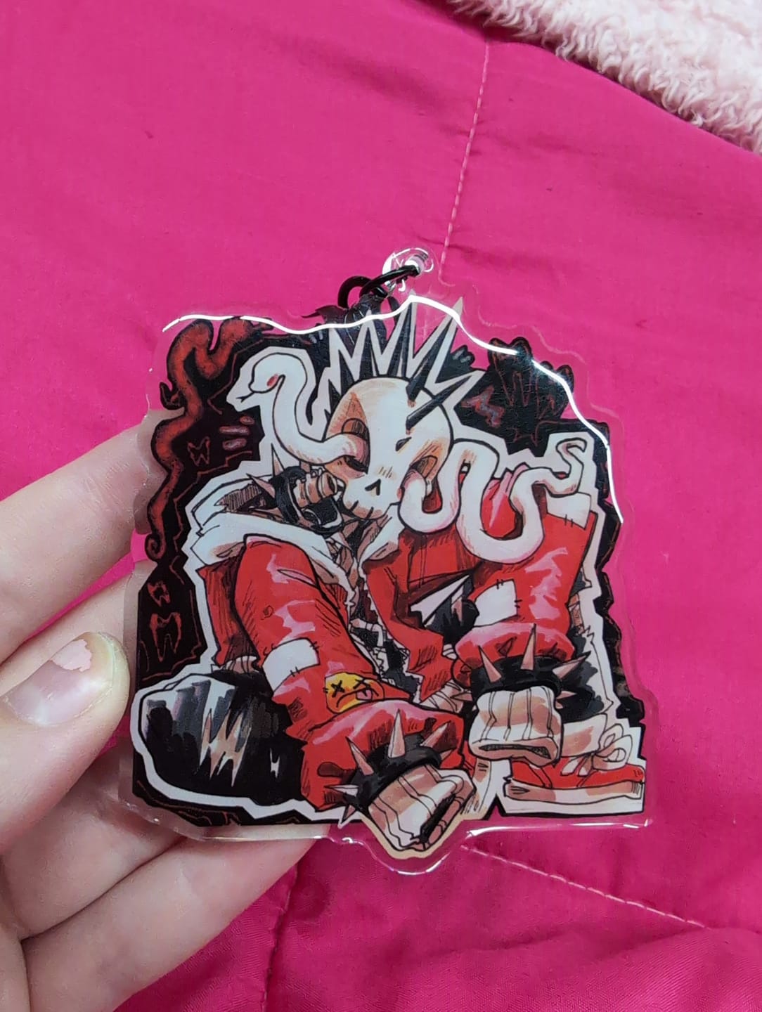 Customer photo review of Grunge Skeleton Keychains!