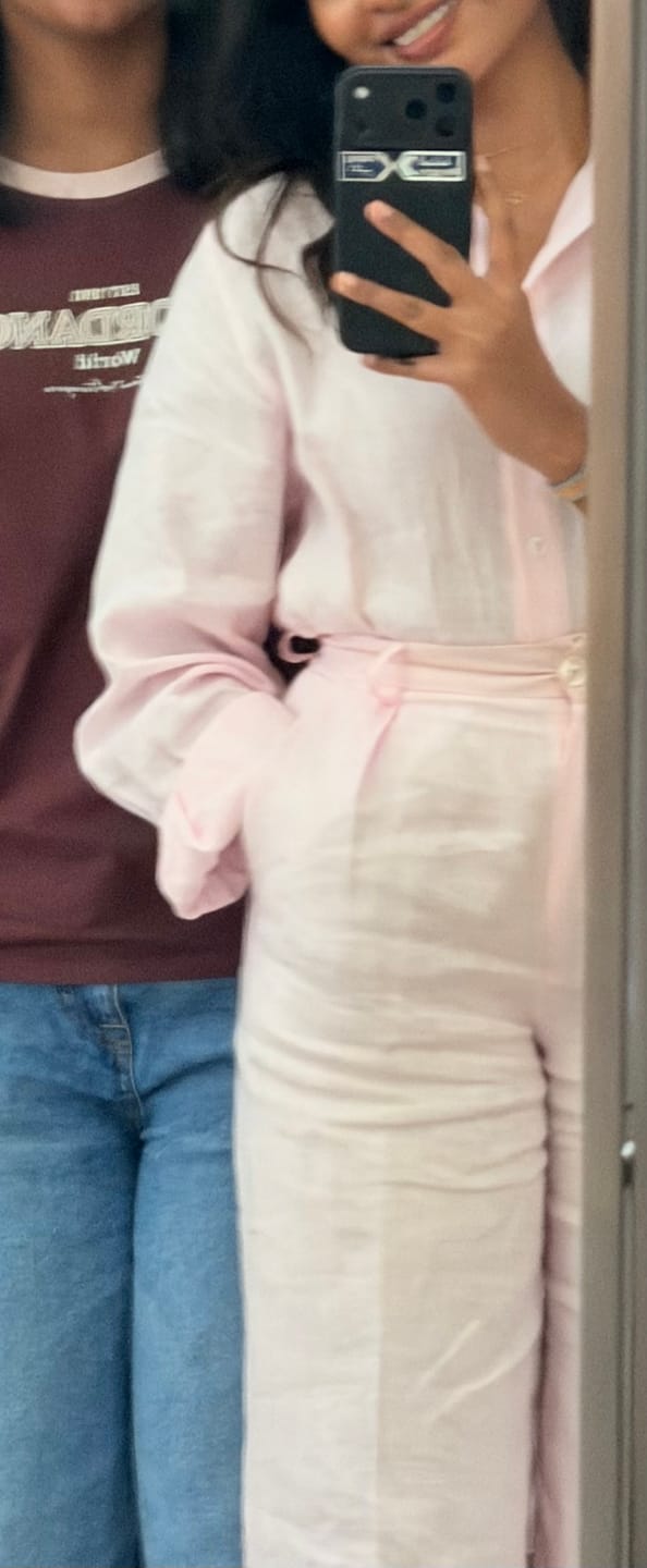Customer photo review of Livia Linen Set in - Soft Pink