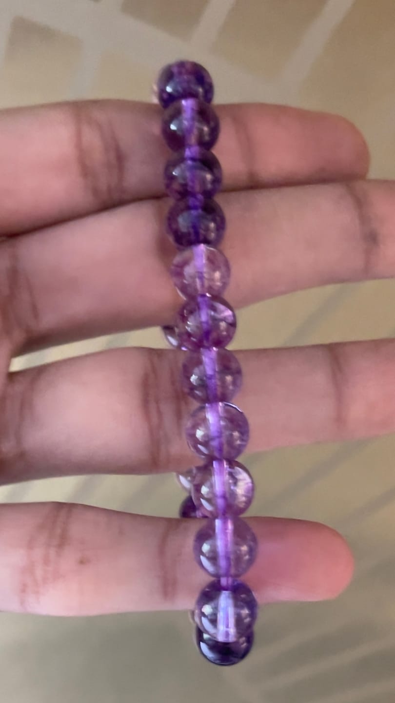 Customer photo review of Natural Amethyst Crystal Bracelet – Vastu Remedy for Peace & Spiritual Growth | 8mm Beads
