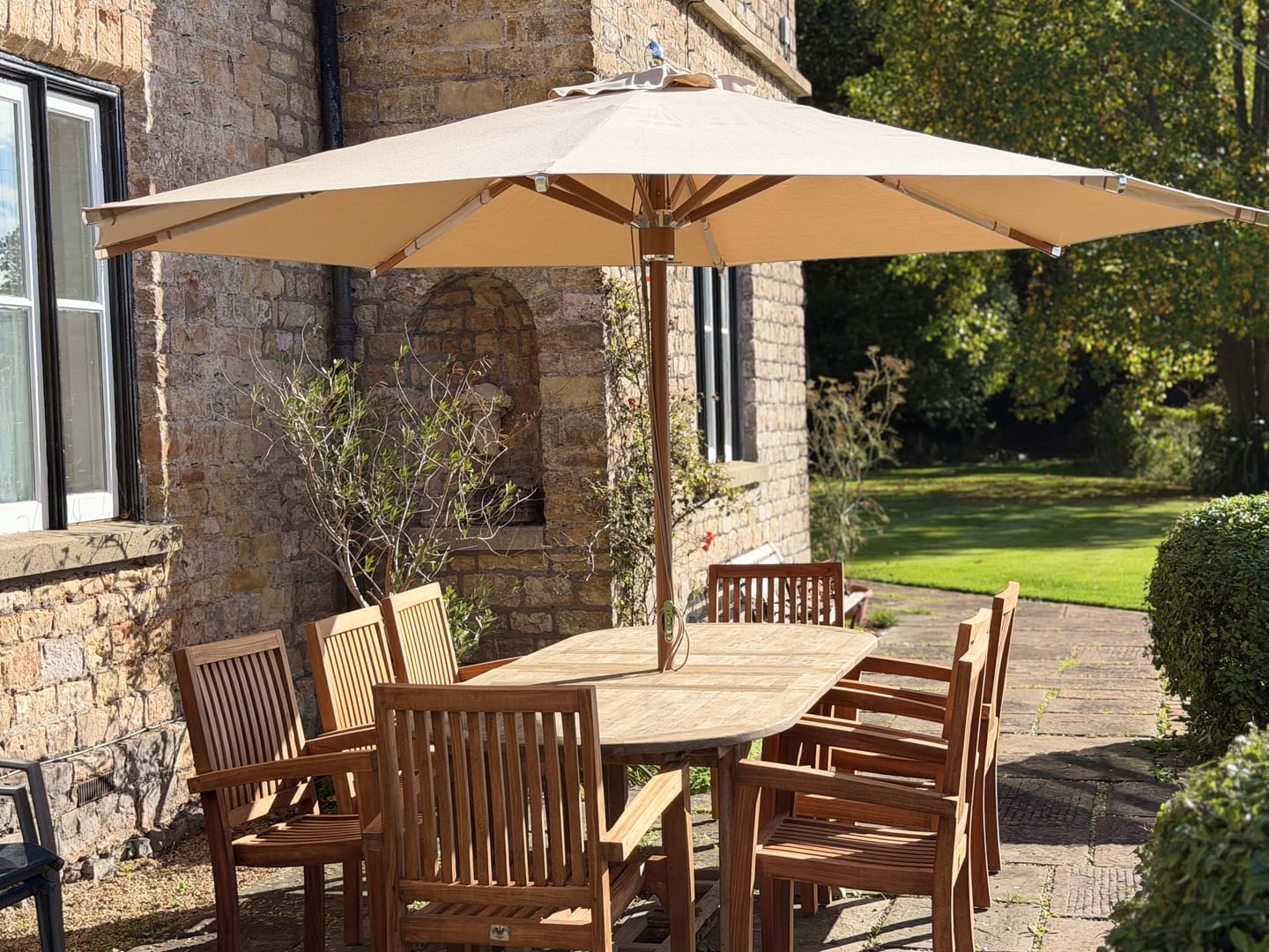 Customer photo review of Ex-Display Teak Henley Stacking Chair (Set of 4) (No Cushions Included)