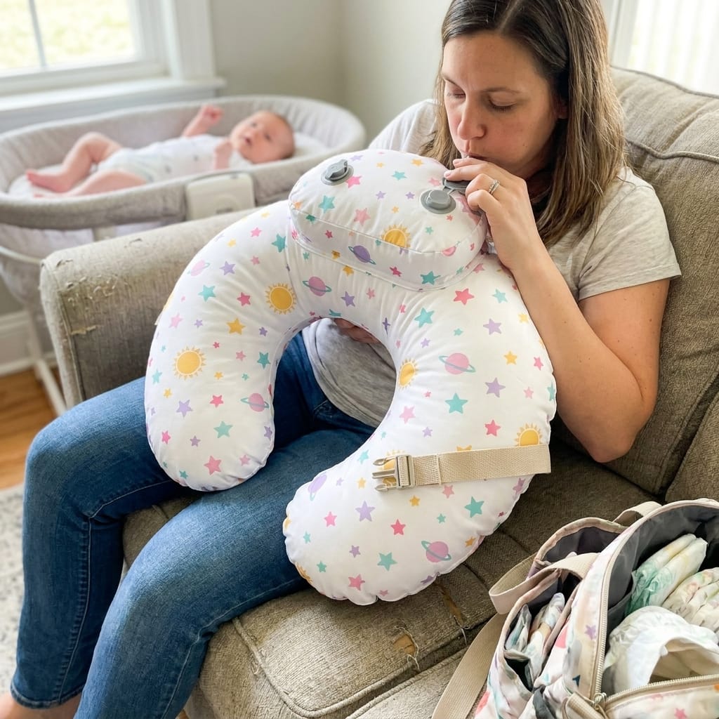 Customer photo review of Wearable Nursing Pillow for Back & Arm Relief