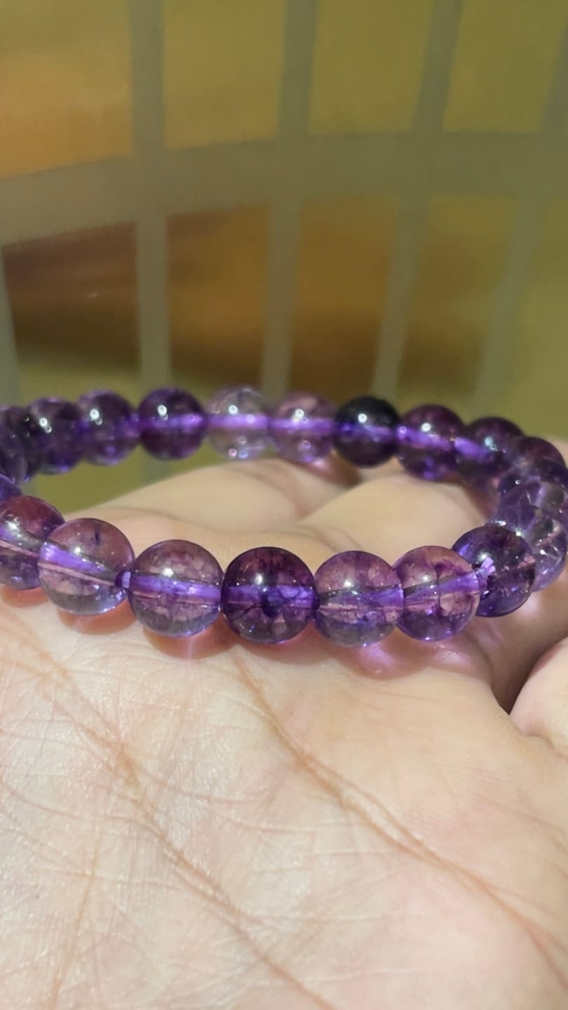 Customer photo review of Natural Amethyst Crystal Bracelet – Vastu Remedy for Peace & Spiritual Growth | 8mm Beads