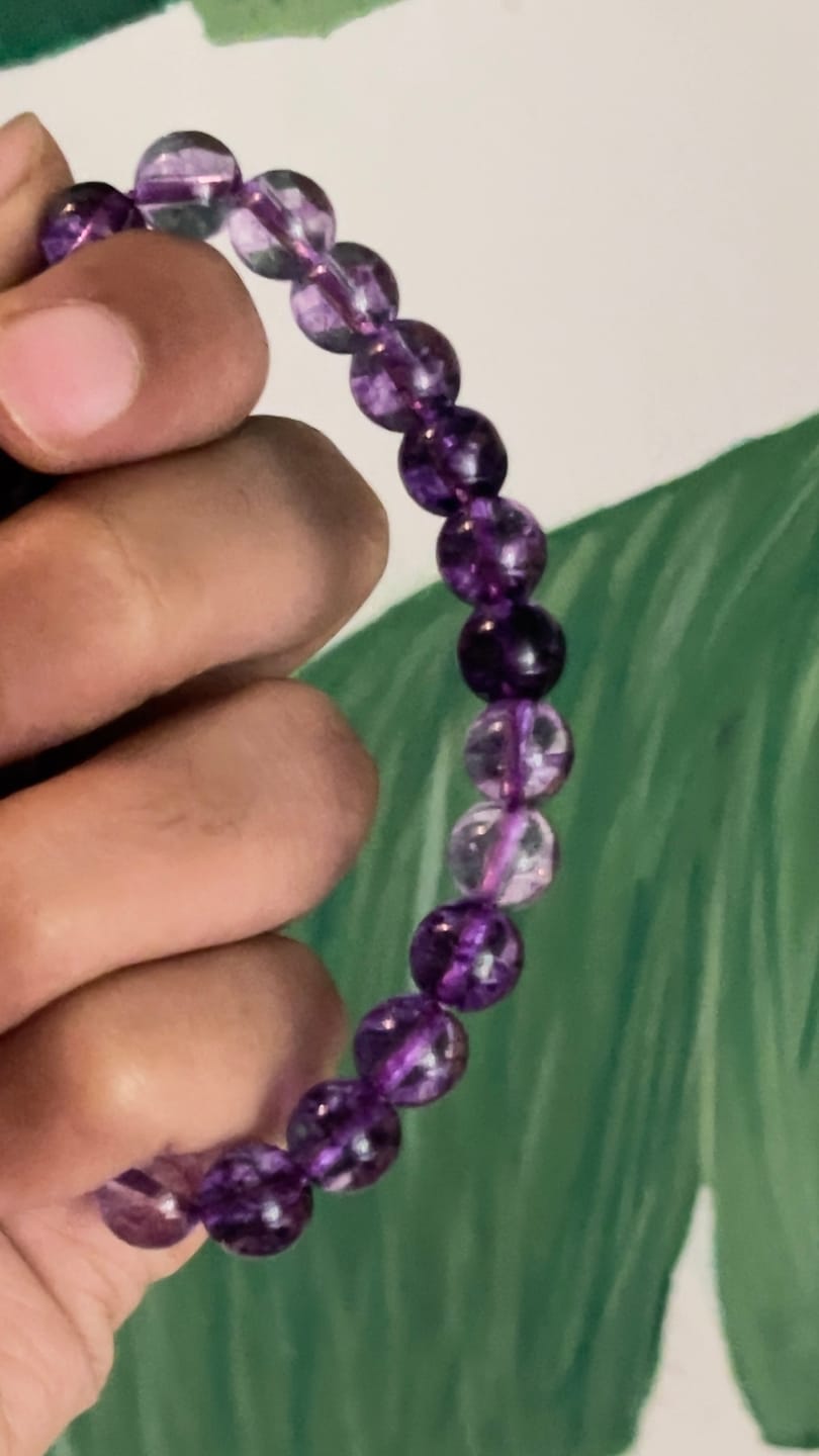 Customer photo review of Natural Amethyst Crystal Bracelet – Vastu Remedy for Peace & Spiritual Growth | 8mm Beads