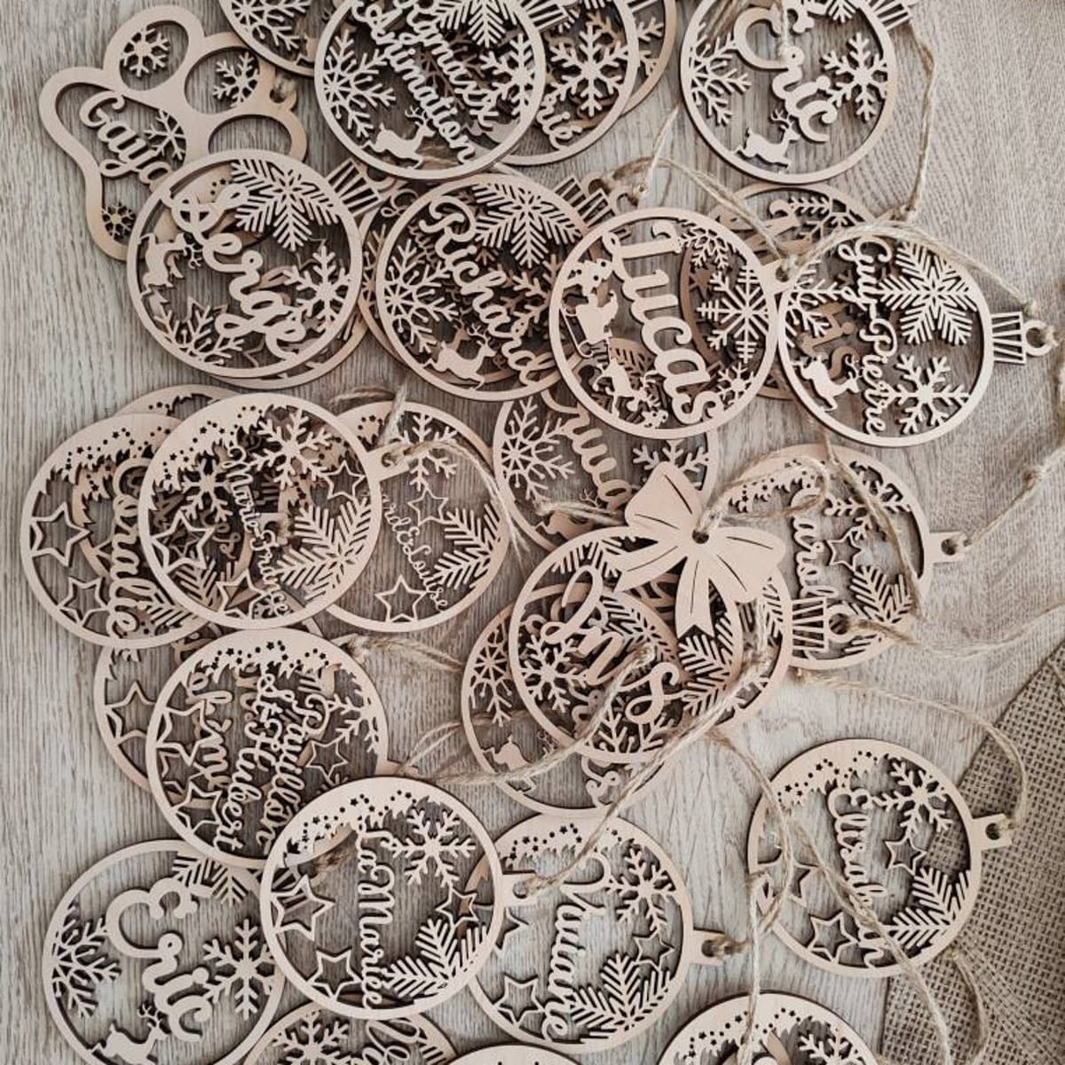 Customer photo review of Personalized Wooden Christmas Ornaments
