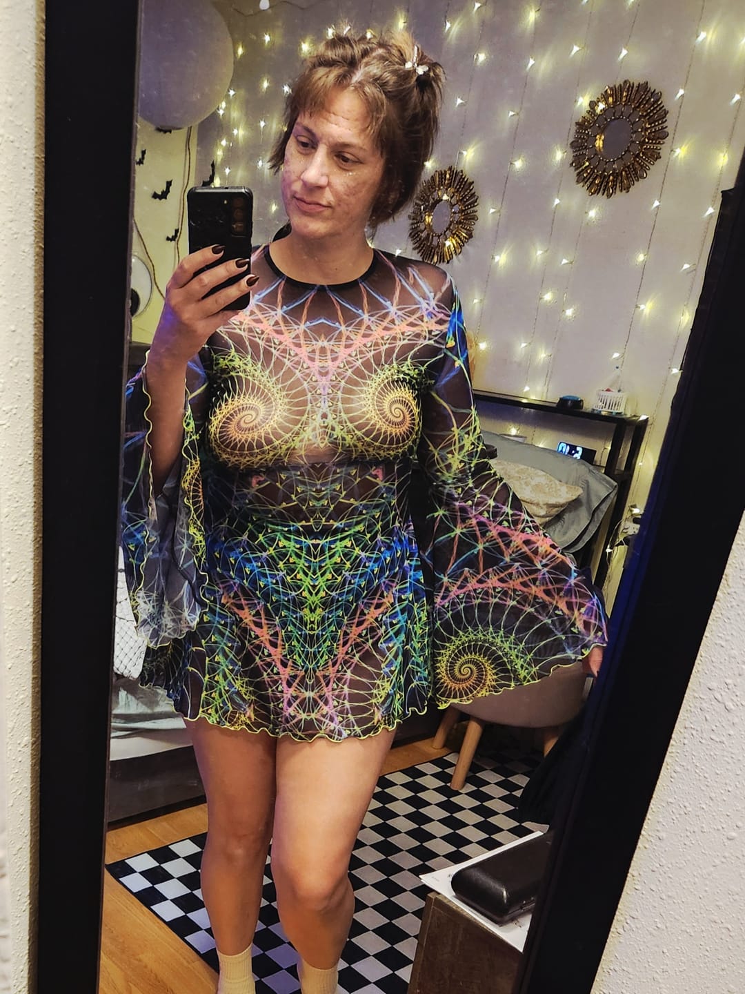 Customer photo review of Fractal Fever Open Back Dress