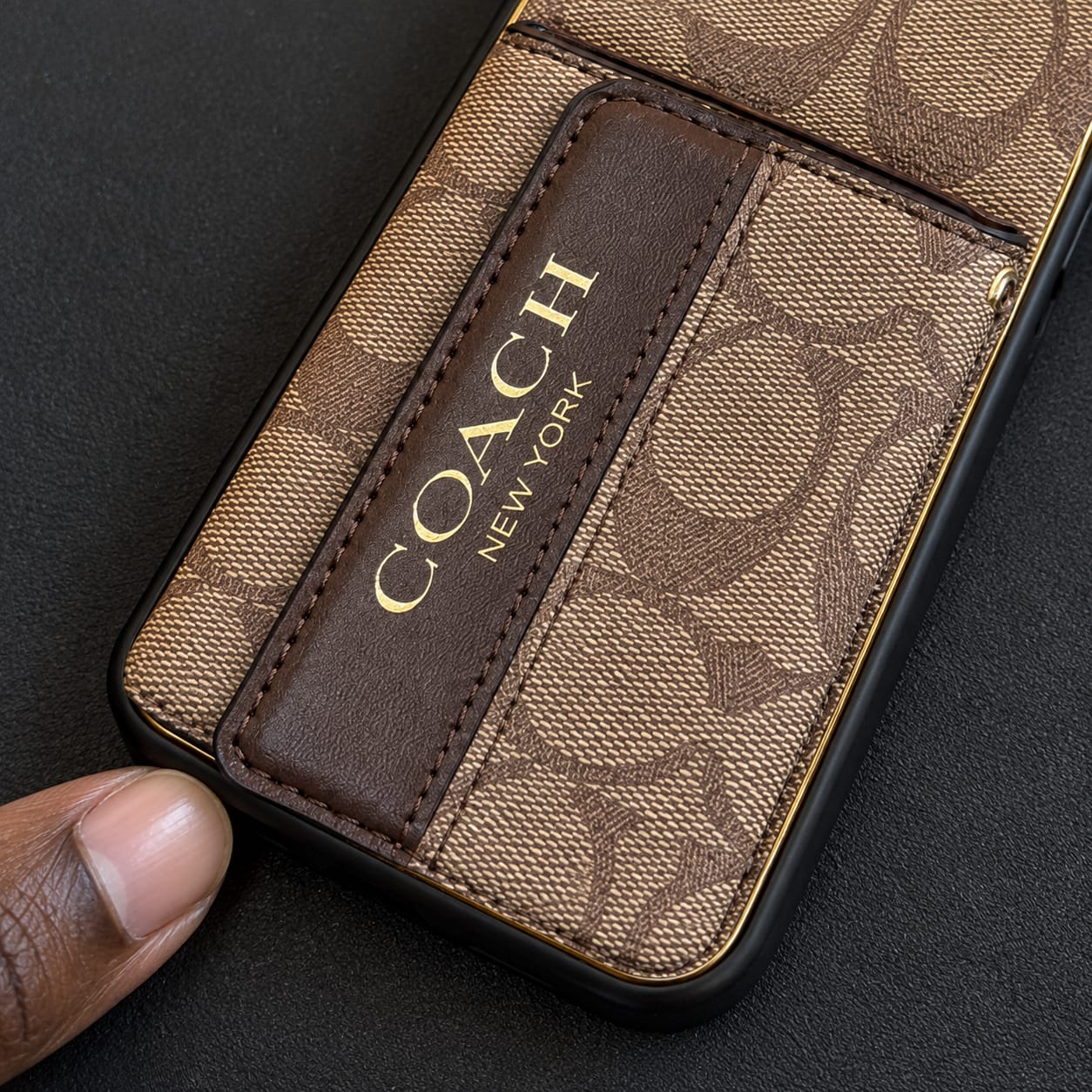 Customer photo review of Brown Monogram Crossbody iPhone Case with Card Pocket