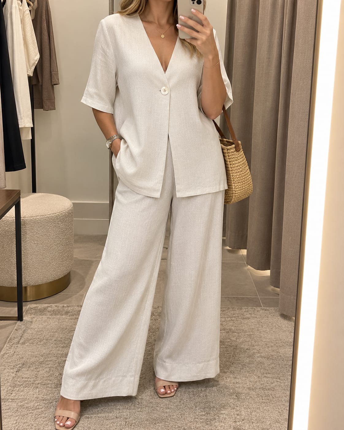 Customer photo review of Linen Blouse and Pants 2-Piece Set