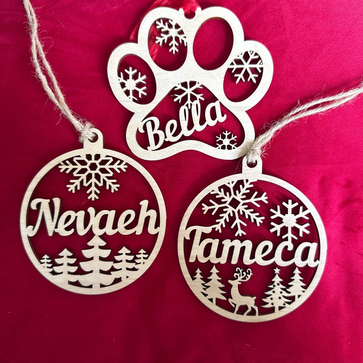 Customer photo review of Personalized Wooden Christmas Ornaments