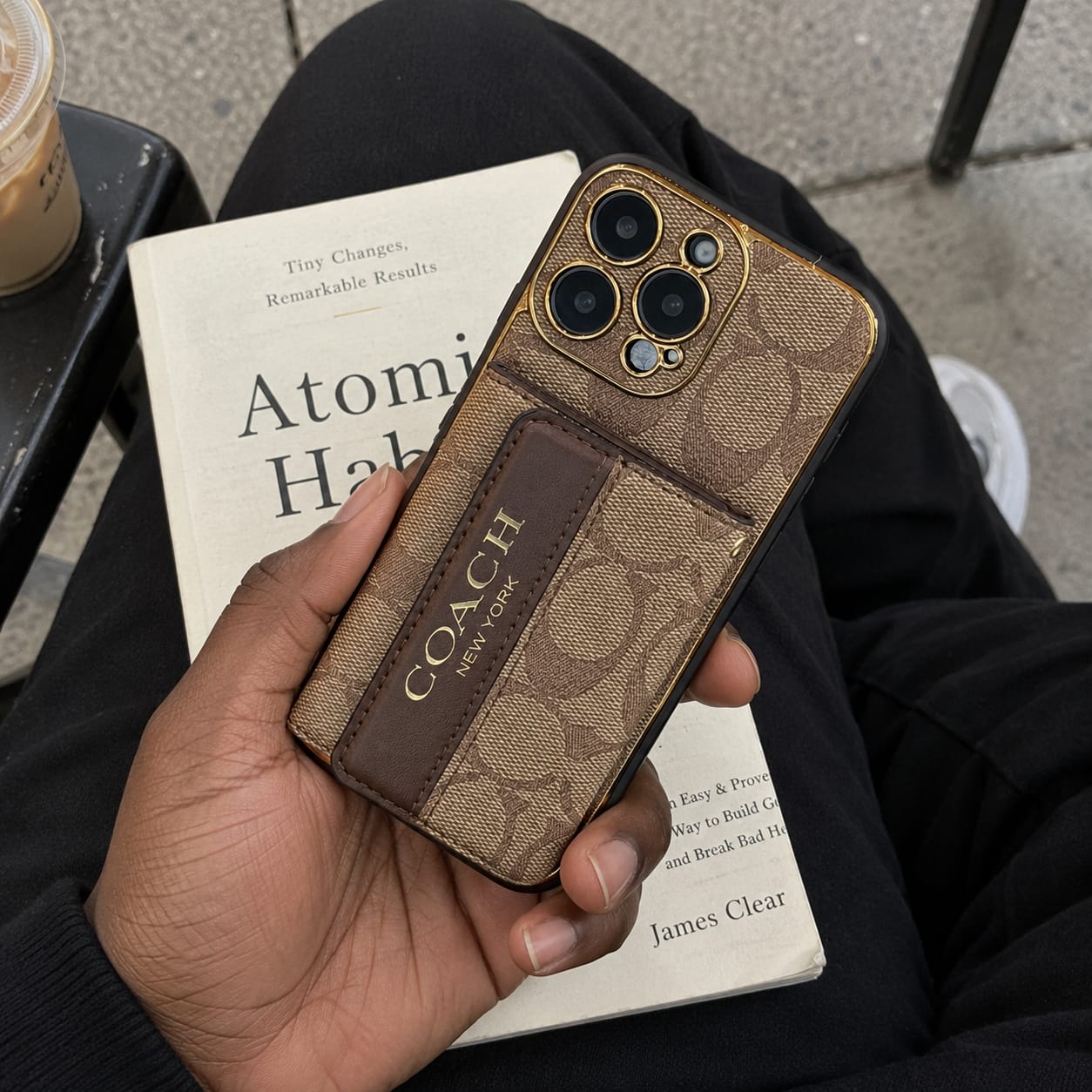 Customer photo review of Brown Monogram Crossbody iPhone Case with Card Pocket