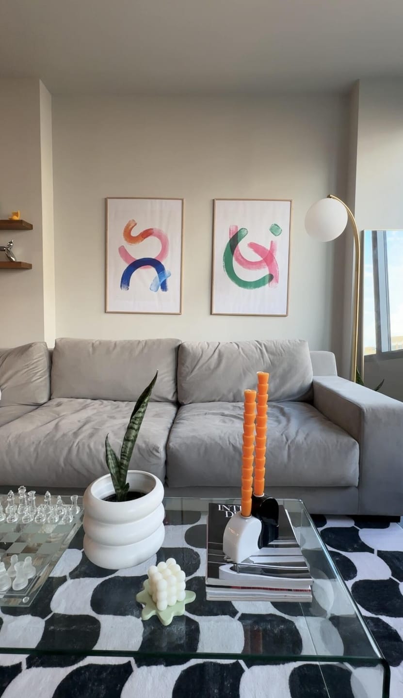 Customer photo review of Black and White Wavy Rug